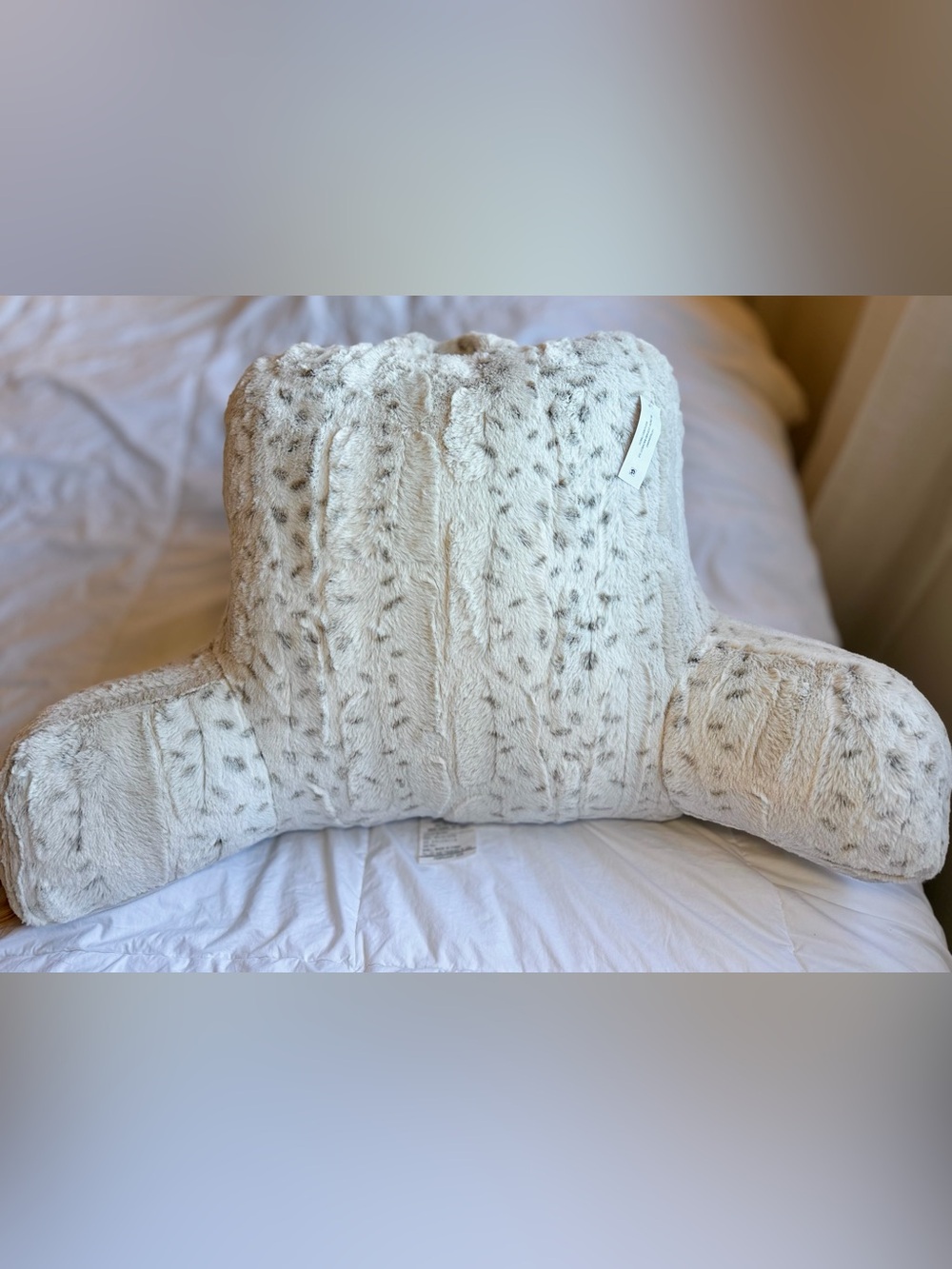 Mainstays | Snow Leopard Faux Fur Backrest Pillow | 30x23x11 | New with Tags